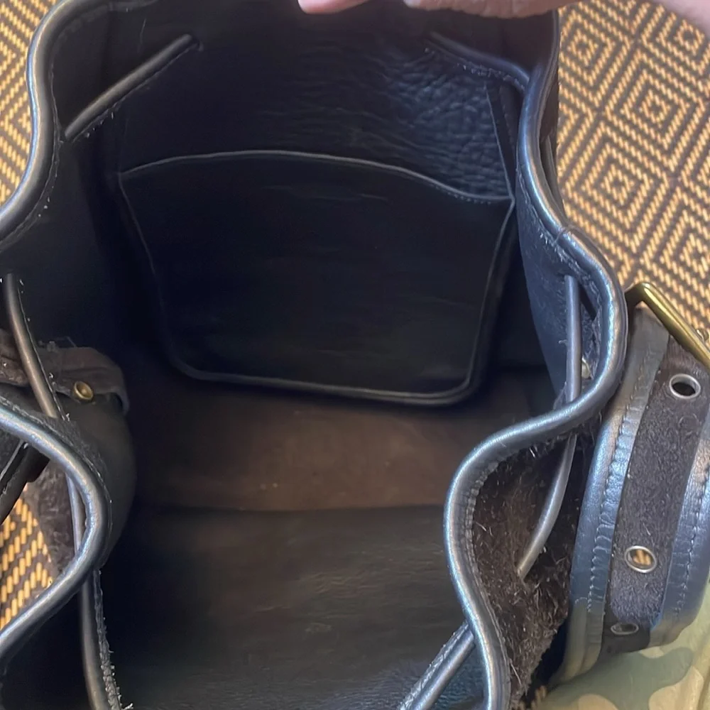 VINTAGE COACH SUEDE BERKELEY DRAWSTRING 9012 black w/ brass (like Lula’s legacy) - Picture 11 of 15